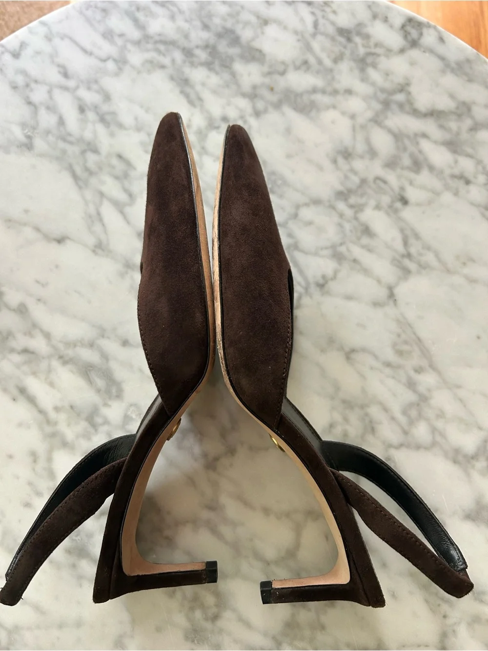 Veronica Beard Caroline Pointed-Toe Suede Slingback Pumps in Brown - Picture 4 of 9